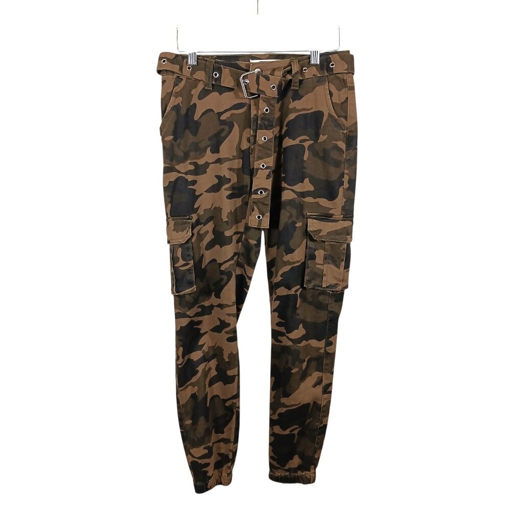 I & M Jeans, Camo Cargo Jogger Pants, Belted, Size Small, Tactical, Utility